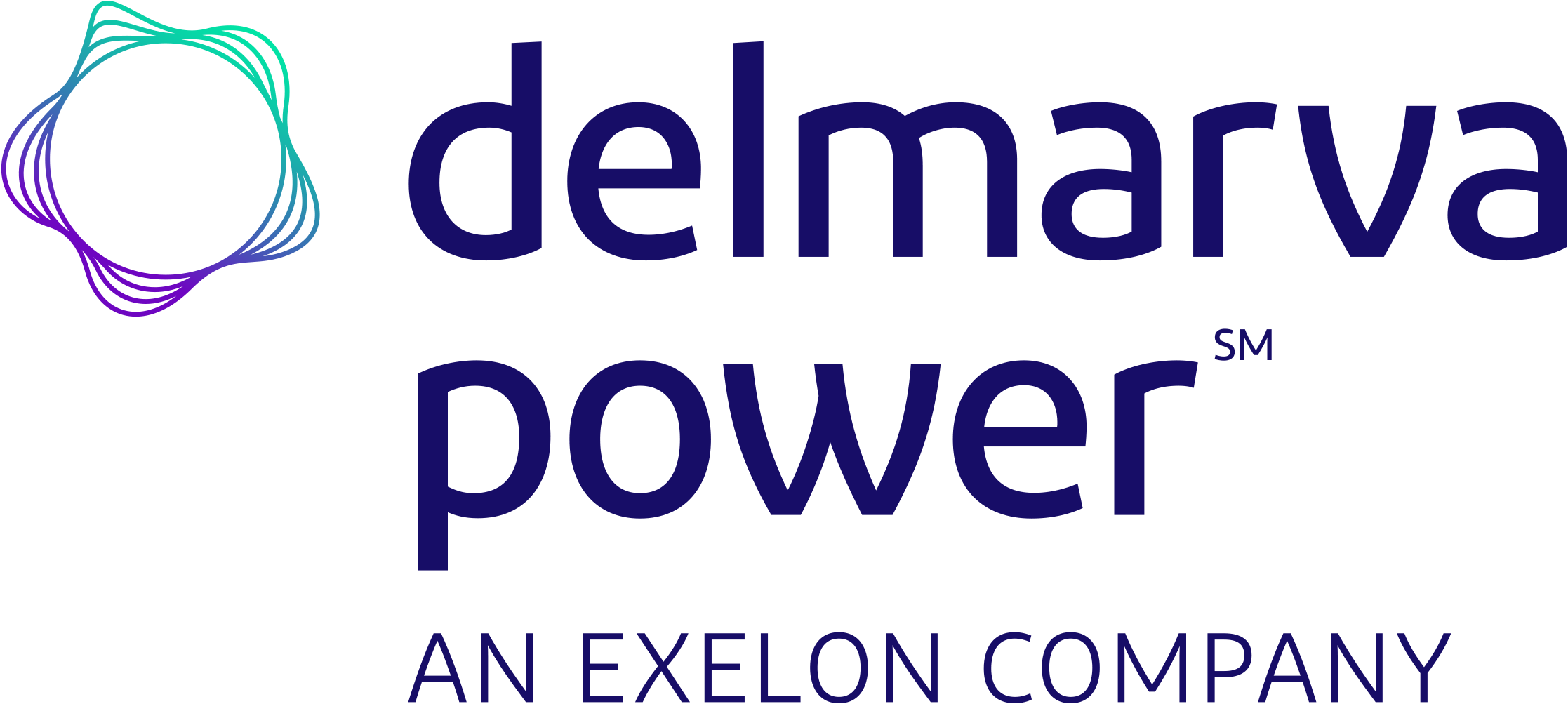 Green & purple logo next to text which reads, "delmarva power An Exelon Company"